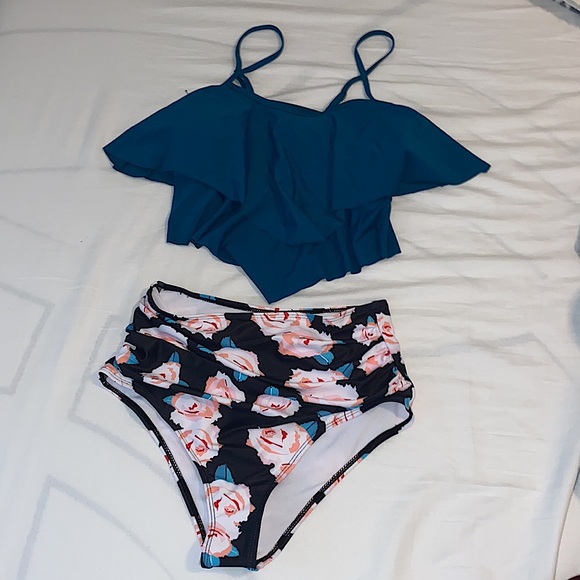 Floral 2 piece swimsuit high waist bottom - NWOT - Picture 3 of 10